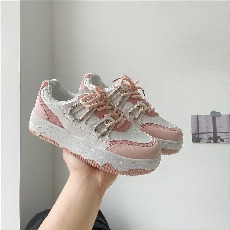 

Guochao маленькие белые туфли женские весна 2025 новая корейская версия ulzzang tide платформа кожа поверхность студенческие повседневные туфли для доски 40 розовый