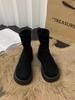 Internet Celebrity Thin Boots Thick-soled Martin Elastic Boots Women's Velvet Suede Short Boots 2025 Versatile Fashion Foreign Style Autumn and Winte