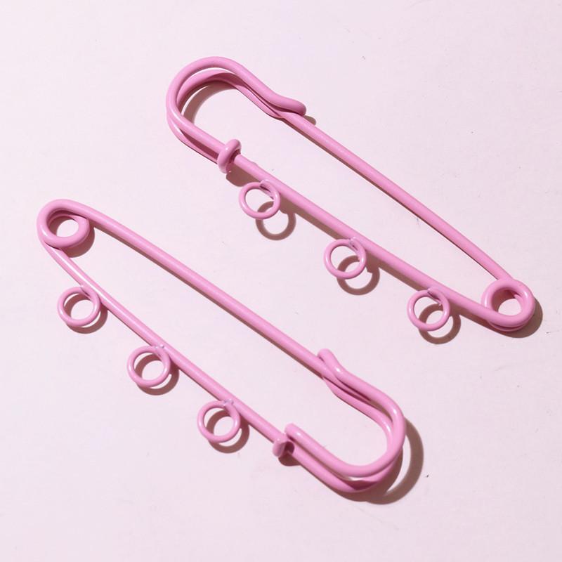 10pcs 50x16mm Safety Pins Brooch Metal Sewing Pins Clothes Pins with 3/5 Loops for Tags DIY Crafts Jewelry Making Findings