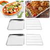 Stainless Steel 4pcs Baking Tray Rack Bbq Roaster Oven Cooling Rack Square Sheet