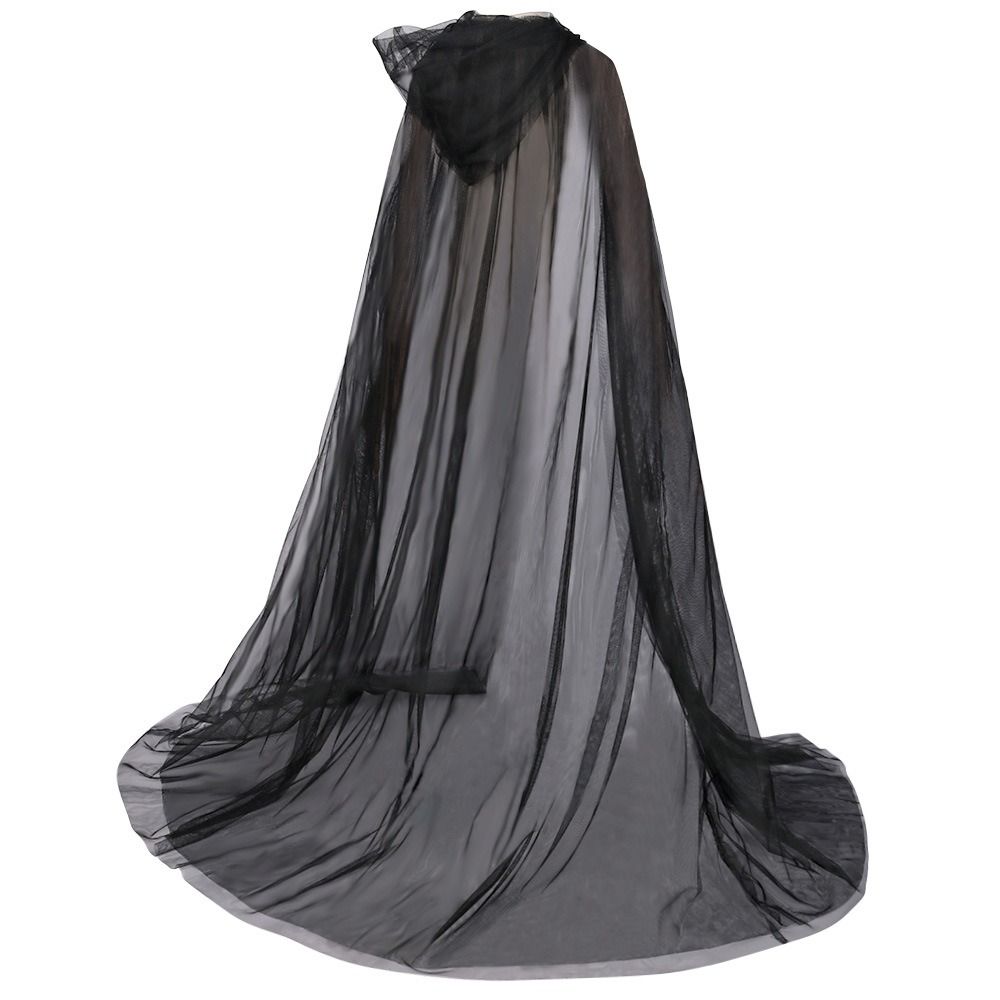 Dress Up Women Halloween Costume Lace Up Hooded Cloak Funny Mesh Ghost Cloak  Children