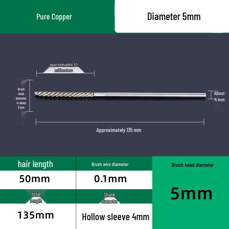 Industrial Rust Removal and Polishing Brush with Handle - Stainless Steel and Copper Wire for Inner Hole Sanding