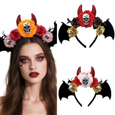 Halloween Totenkopf Haarband Haarstyling-Accessoire mit Blume Dunkle Serie Harihoop Für Familienfeier Party Feier