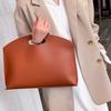 Stylish PU Leather Women's Handbag Minimalist Solid Color Clutch & Document Bag For Women Laptop Handbags
