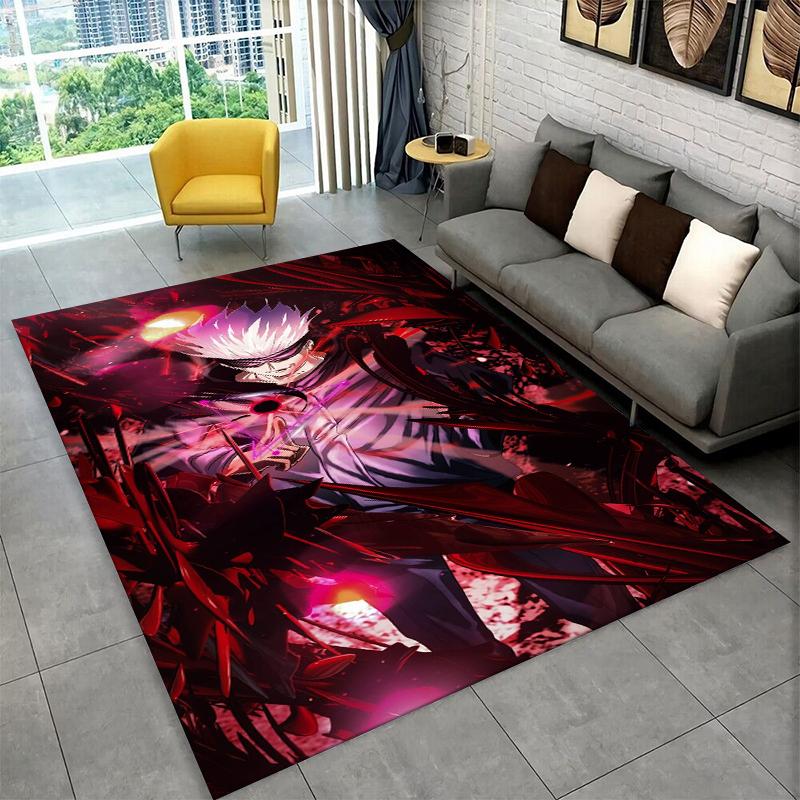 Cartoon Jujutsu Kaisen Anime Itadori Yuj Teppich für Spielzimmer Schlafzimmer Wohnzimmer Sofa Heimdekoration, rutschfeste Bodenmatte für Kinder