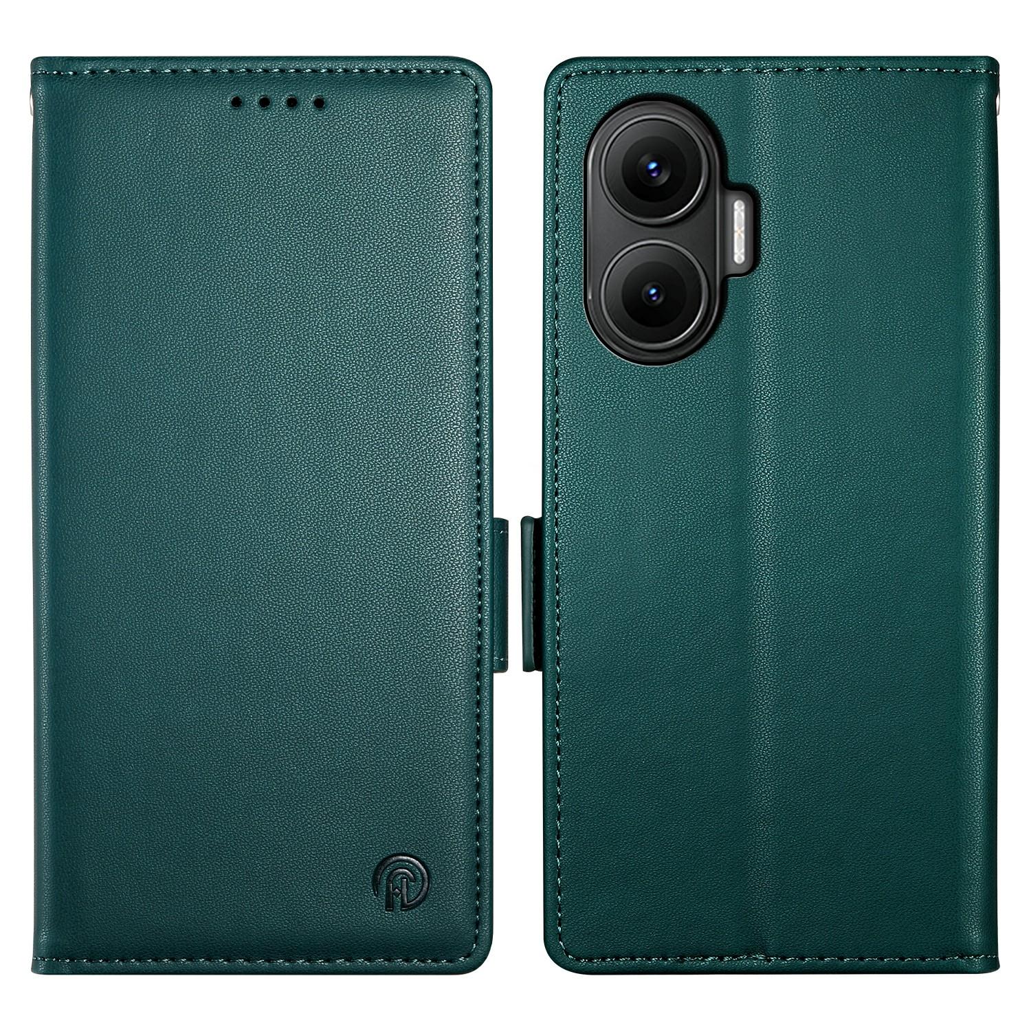 

For Xiaomi Poco F7 5G/Redmi Turbo 4 Pro 5G Stand Case PU Leather Wallet Phone Cover Blackish Green