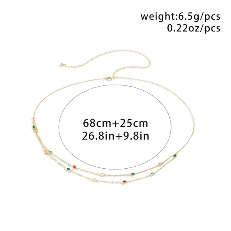 Minimalist Rhinestone Double Layer Chain Casual Waist Chain Hip-Hop Body Chain Fashionable Retro Waist Chain