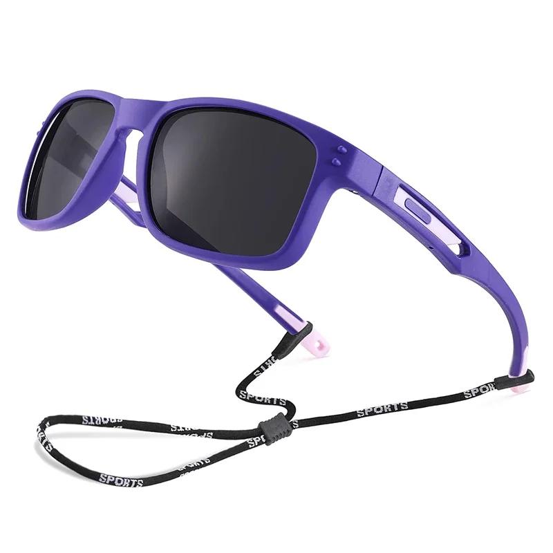 Outdoor New Kids Polarized Sunglasses Flexible Rectangular Frame Sports Boys Girls Sun Glass with Strap Age 3-12