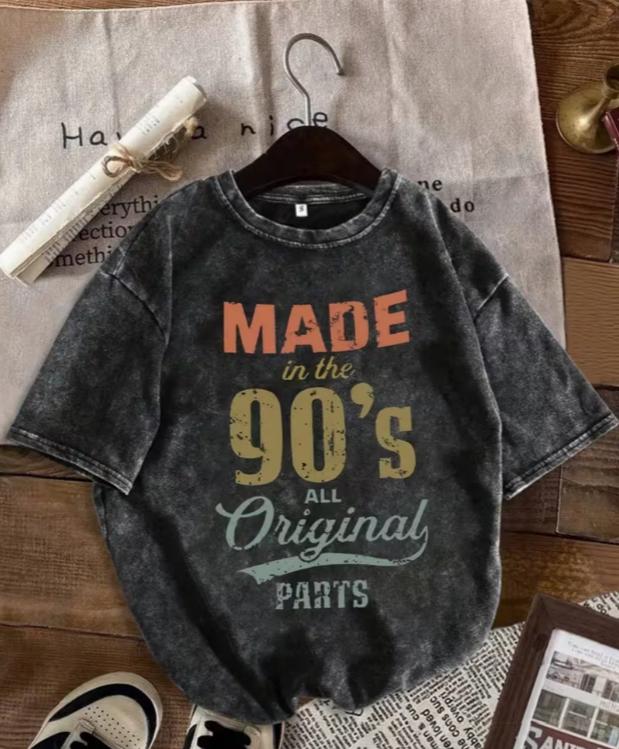 

Women Men Vintage TShirt Made In The s Print Washed Tee Casual Short Sleeve ONeck Retro Streetwear Loose Tops For Unisex S