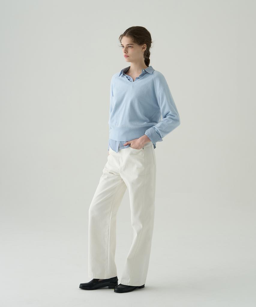 Deuloupisumeon Softy Cashmere Wool Blended V-Neck Knit [Ivory]