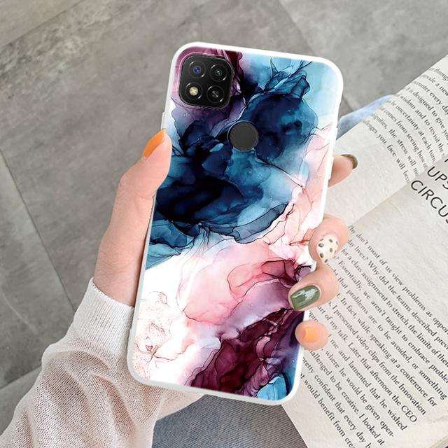Marmurowy wzór etui na telefon do Redmi 9C 9 C NFC 10A 10 A pokrowiec ochronny różowy silikonowy miękki Funda do Xiaomi Redmi 9C Coque