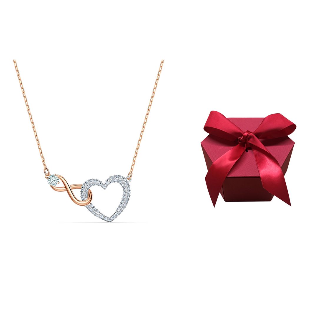 Swarovski Hyperbola Series Infinity Eternal Love Crystal Necklace Women necklace 5518865 Pink Bowknot Box