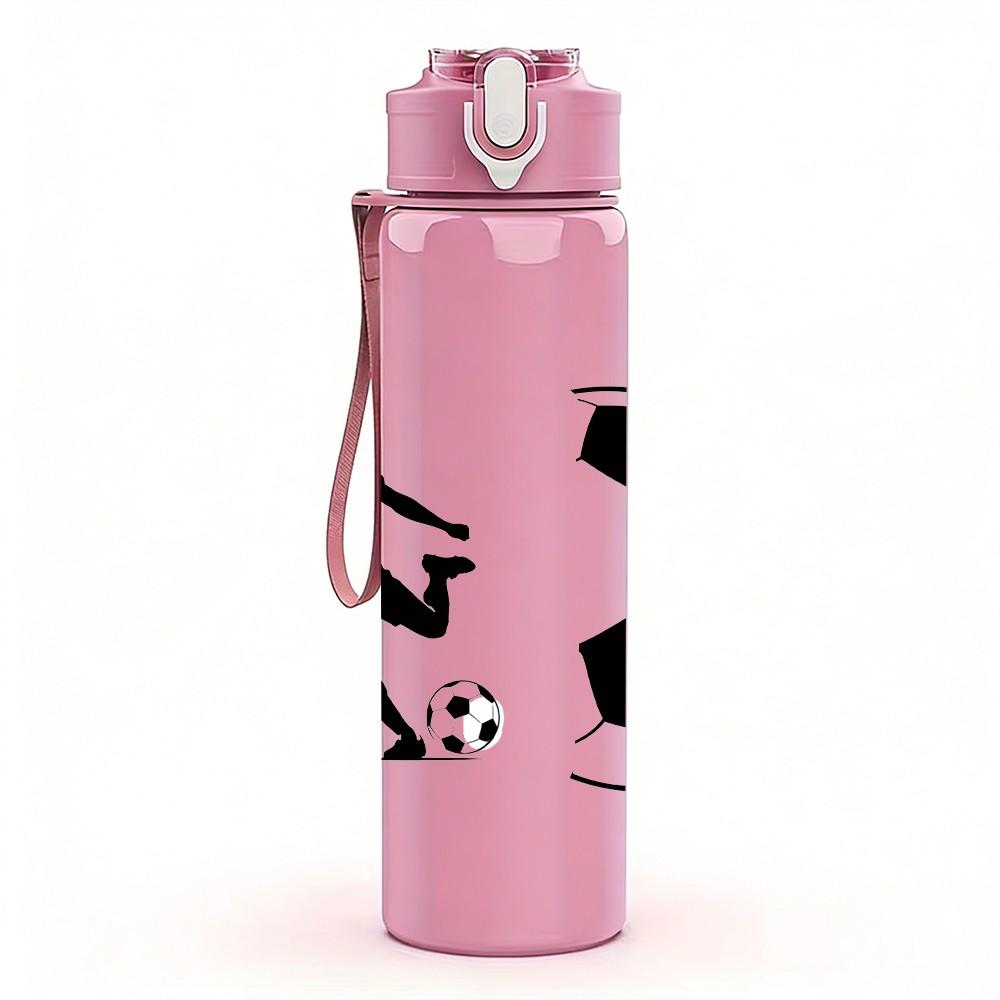 1PC Boy Play Soccer Football Sport Print 750ml Color Plastic Sports Water Bottle Leakproof Flip Straw Lid Suitable for Sports Office Home Use
