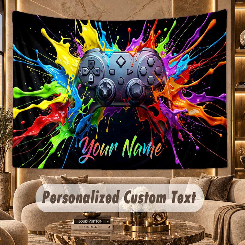 Neon Abstract (69) Theme Wall Tapestry Customized With Name Text Personalized Hanging Tapestry For Bedroom Living Room Decor