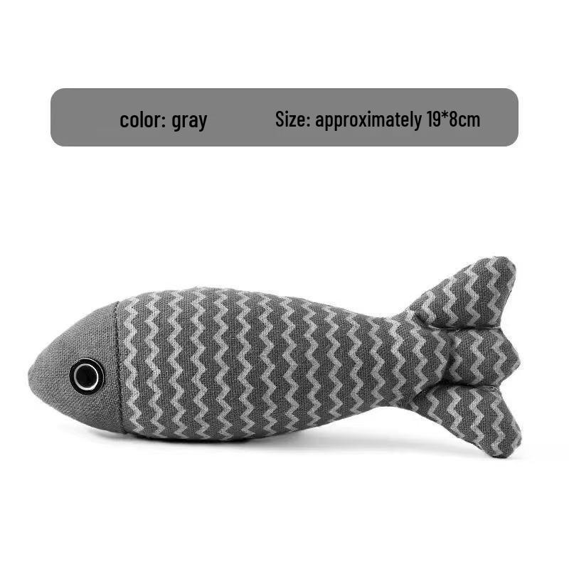 Linen Fish Cat Teaser with Catnip Plush Toy