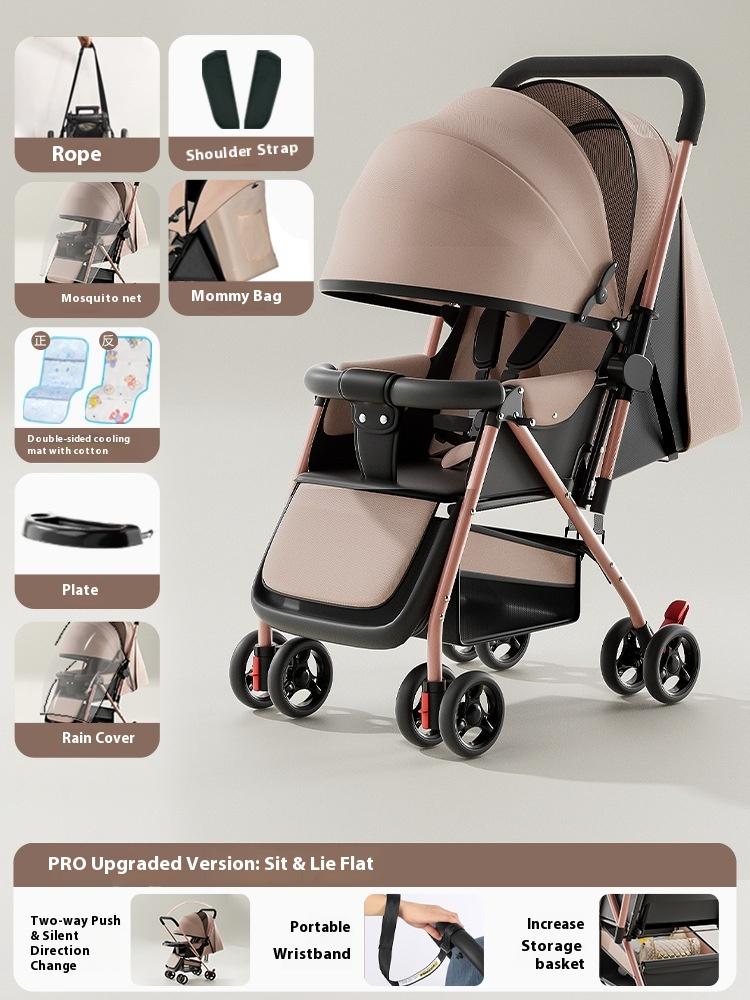 Stroller stroller can sit and lie down 0 to 3 years old, lightweight and foldable one-click collection, children's four-wheel baby walker stroller