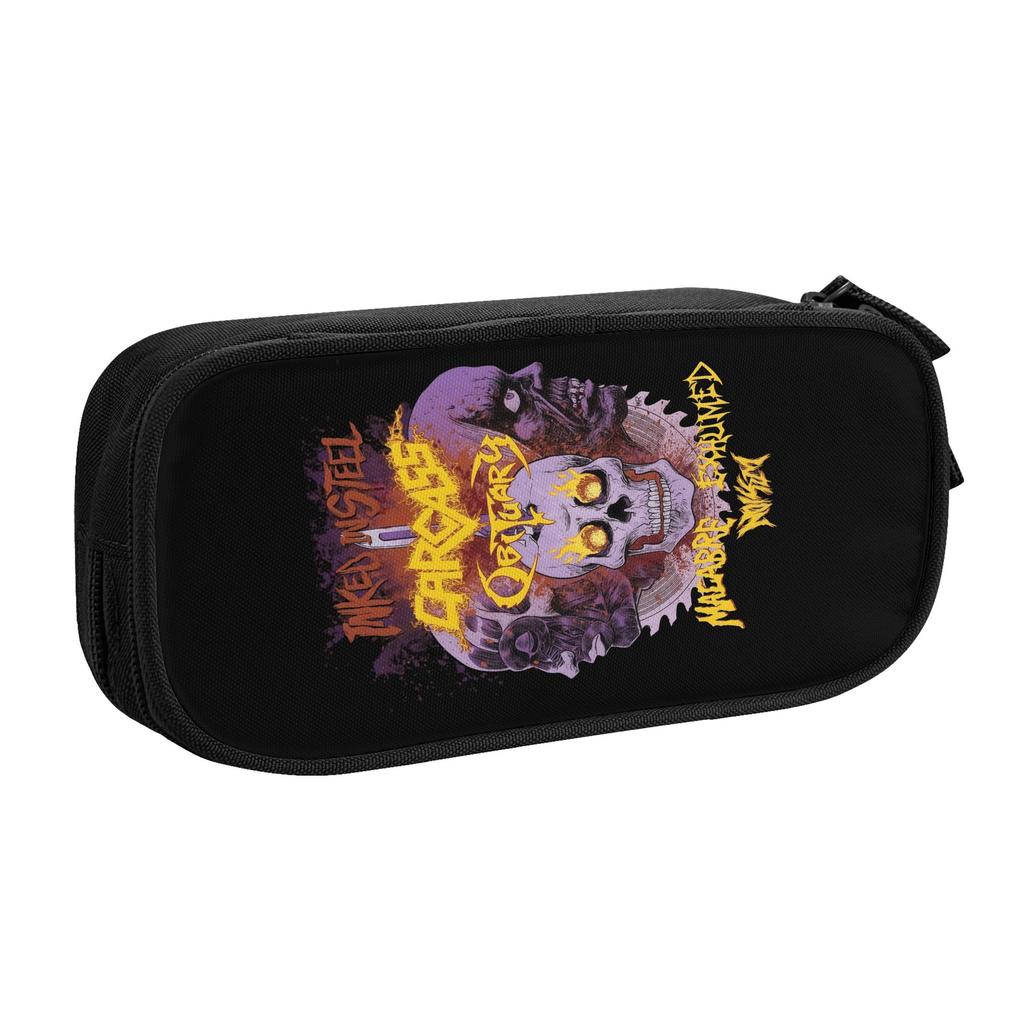 Cute Carcass English Metal Band Pencil Cases for Boy Girl Big Capacity Pencil Pouch Stationery