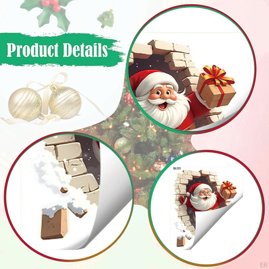 Christmas Wall Stickers Santa Claus Decals Art Decor for Living Room Kitchen