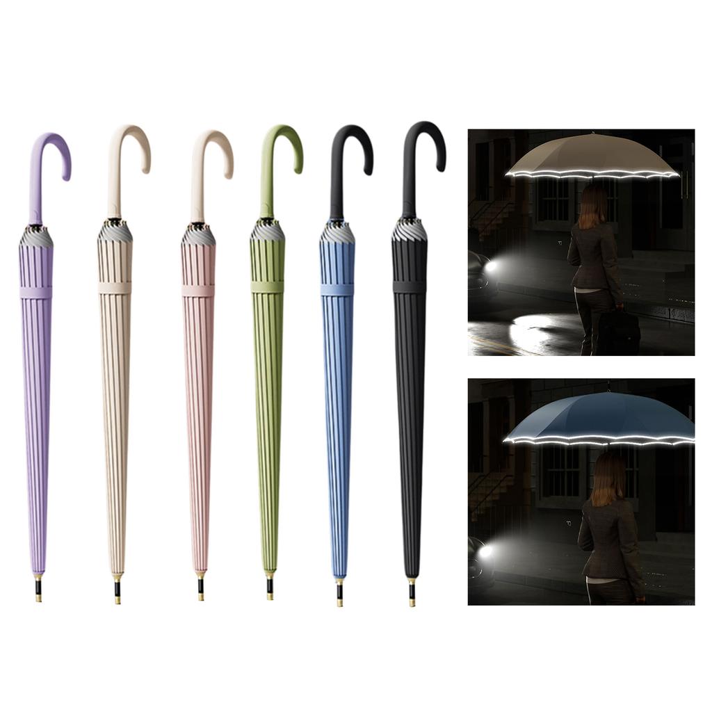 Rain Umbrella Automatic Open with Reflective Trim for Safe Night Walking and Durable Wind Resistant Design