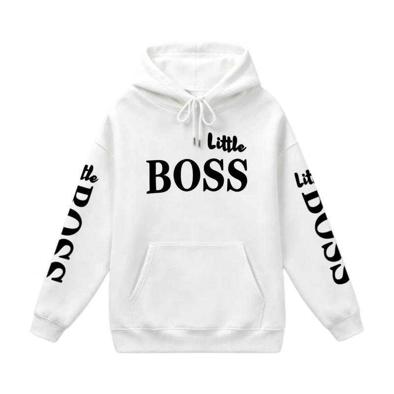 Trendy Kids' Letter Print Hoodie - 'Little Boss' Spring/Autumn Casual Sweatshirt for Boys & Girls