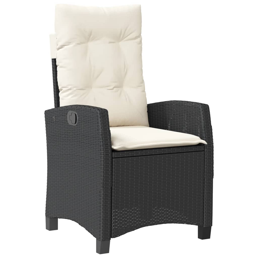 Vidaxl Folding Garden Chairs, 2 Pcs, Cushions, Black Rattan Pe