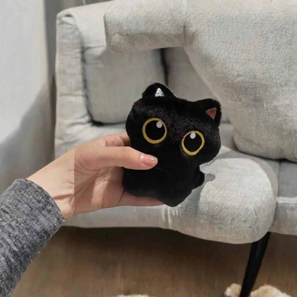 10cm Cute Black Cat Plush Toy Doll Small Pendant Cuddly Pillow Cushion Ins Black Cat Plush Toy Doll for Boy Girl Brithday Gifts