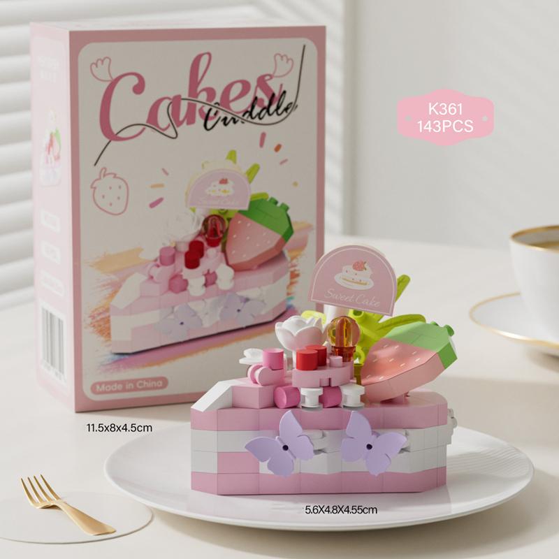 Dessertkuchen Baustein Lebensmittel Pädagogisches Spielzeug Montage Backen Biskuitrolle Schreibtischdekoration Junge und Mädchen Geburtstagsgeschenk