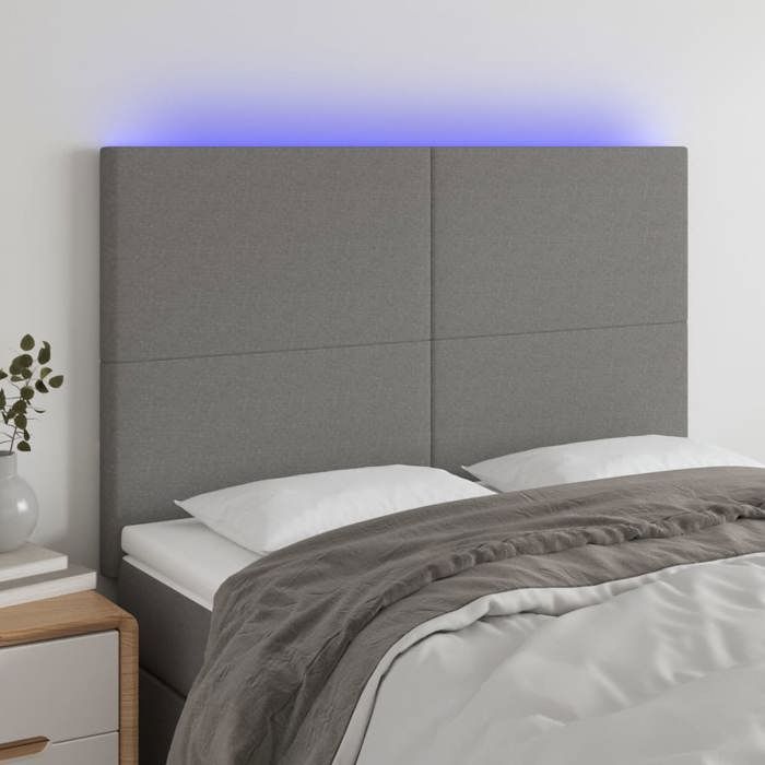 VidaXL LED Headboard Bedroom Furniture Double Bed Accessory Head of Bed Frame Interior Dark Grey 3122143