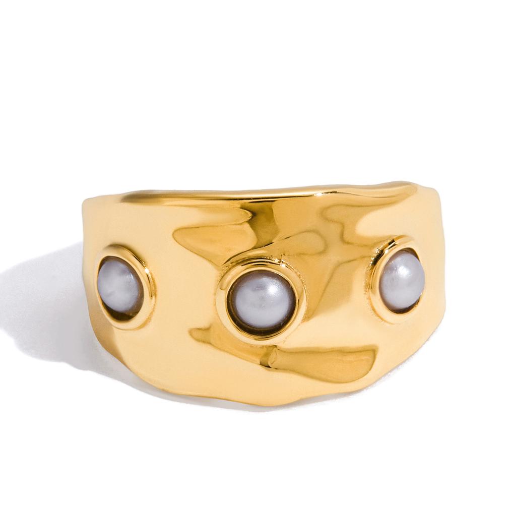 Yori Stainless Steel Metal Minimalist High Quality Ring Water Resistant Texture Fashion PVD Waterproof Daily Jewelry