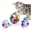 1/3PCS Pet Cat Plush Ball Toys with Bell Colorful Elastic Woolen Balls Self-Entertaining Interactive Toys for Cats