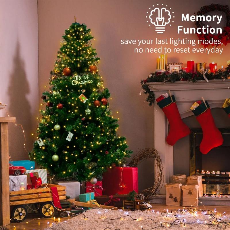 280/400L LED String Light Christmas Tree Waterfall Warm White & Colorful String Lights For Home Party Christmas Holiday Ambient Indoor Lights Decor