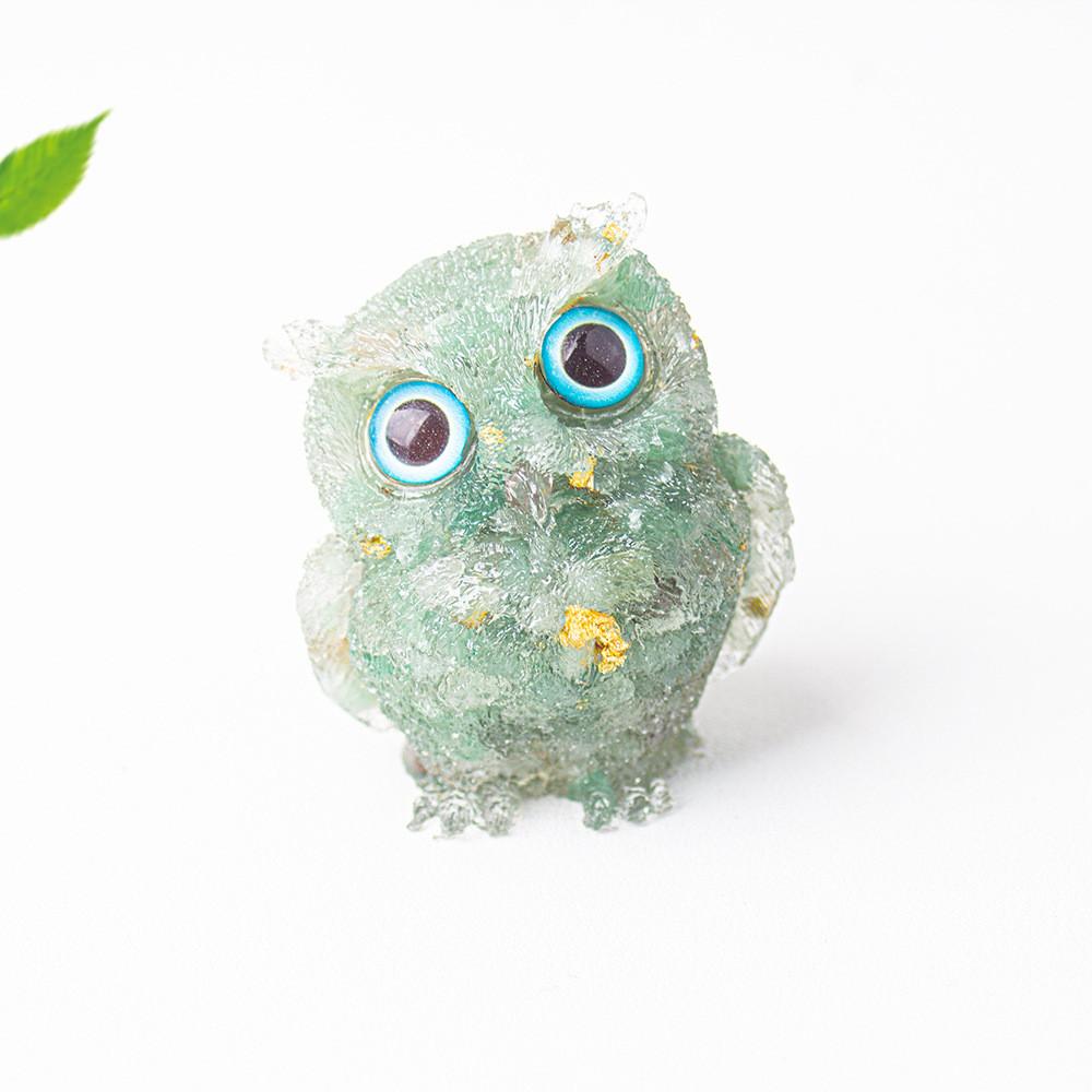 Figurine Hibou en Résine Cristal Pour Décoration Maison Bureau Cadeau Pour Amis Et Famille