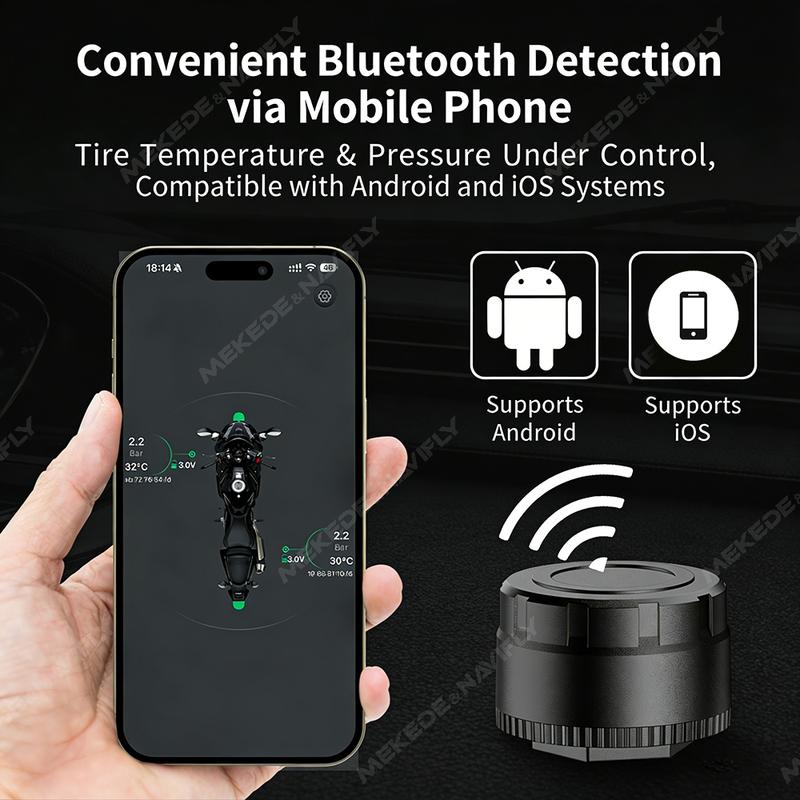 Auto TPMS BT 5.4 Reifendrucküberwachungssystem Handyverbindung für LOS Android Motorrad LKW Auto Reifendrucksensor