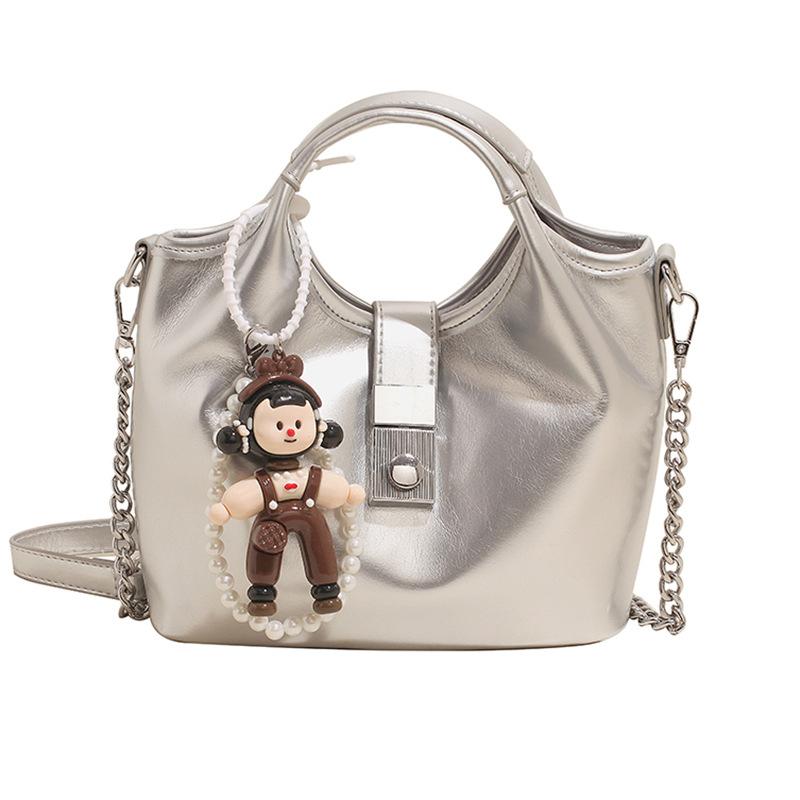 Trend Hot Sale Retro Oil Wax Leather Simple Portable Shoulder Bag Fashionable Versatile High Sense Messenger Bucket Bag Woman