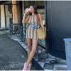 Summer New Style European and American Style Crocheted Floral Contrast Color Sleeveless Dress