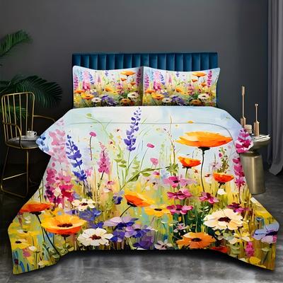 Watercolor Sunflower Plants 3D Printed Duvet Cover Abstract Art Countryside Style Bedding Set Soft Comfortable Quilt Cover Set