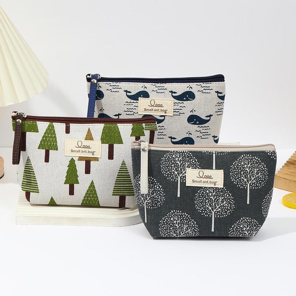 Multifunctional 3D Linen Makeup & Coin Bag with Large Capacity