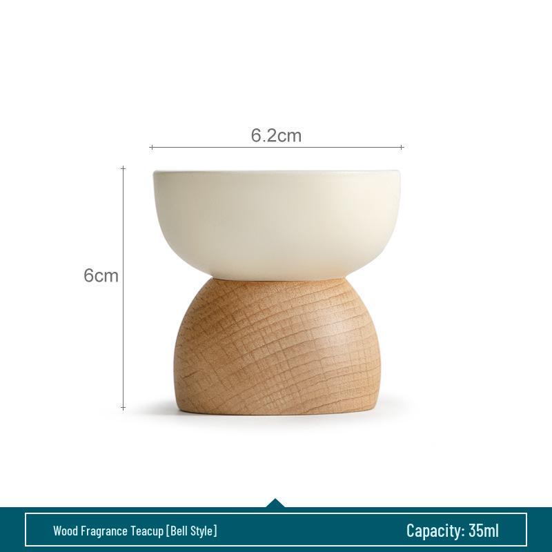 Japanese Minimalist Wooden Teacup Gift Set - Cream Style for Women, Personal Use, Tasting Cup