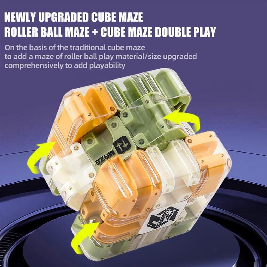 3D Labyrinth Puzzles Maze Cube Puzzle Gravity Three-Dimensional Brain Teaser Ball for Stress Relief Game Gift for Adults Teens