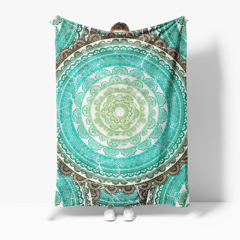 Bohemian Embroidered Cotton Throw Blanket Moroccan Kilim Lace Bed Blanket Decorative Throw for Sofa Couch Bed Room 75x100cm