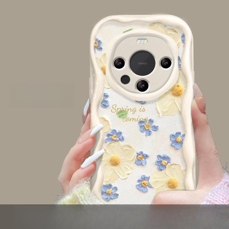 Suitable for Huawei Mate60pro Mobile Phone Case P50 Full Screen Oil Painting Flower Chain Honor 100/90 Transparent Silicone