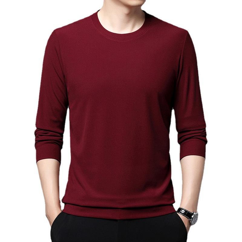 Hanorac pentru bărbați, primăvară, secțiune subțire nouă, bărbați tineri și de vârstă mijlocie, tricou cu mâneci lungi, cu gât rotund, cămașă lejeră cu fundul liber