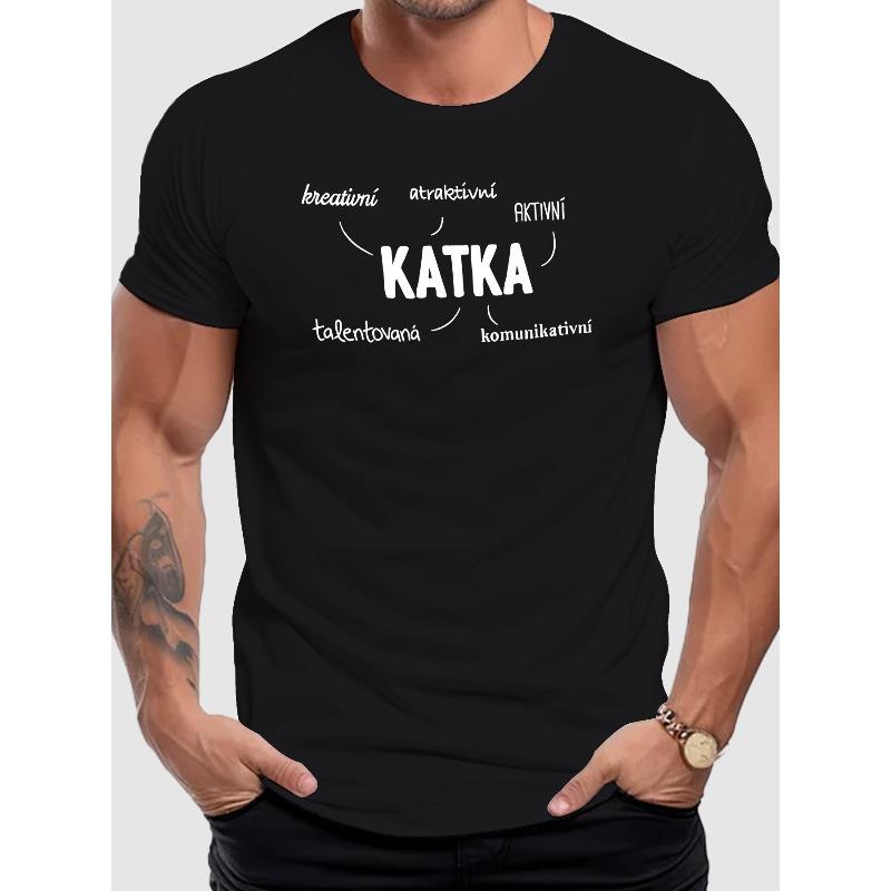 

Men S Print KATKA Pattern Graphic, Plus Size Summer Casual Medium-Stretch Short Sleeve Crew Neck T-Shirt XL чорний