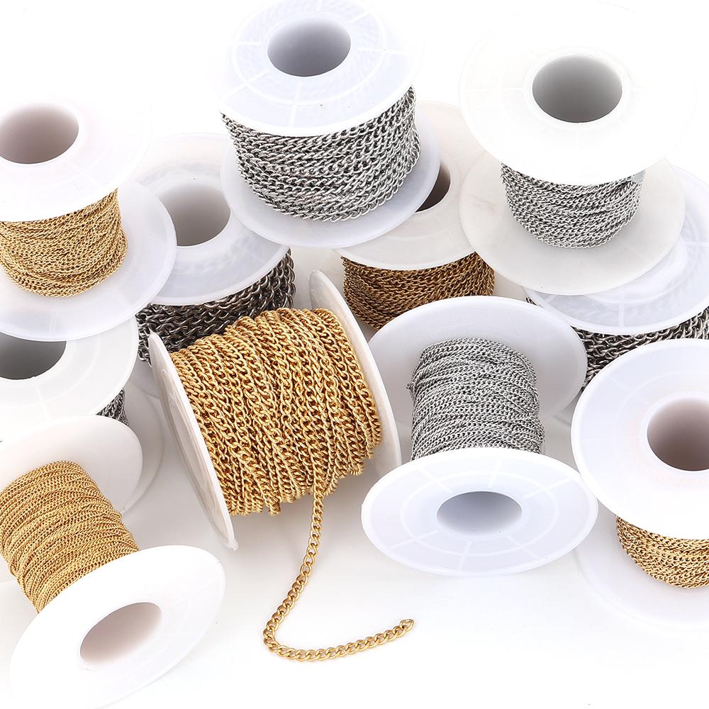 10Yards/Lot 1-4.5mm Stainless Steel Chains Bulk Chains For Necklace Bracelet Anklet DIY Jewelry Making Components Wholesale