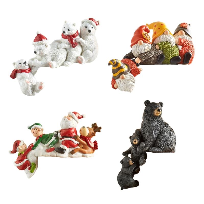 Świąteczna Dekoracja Ramy Drzwi Święty Mikołaj Niedźwiedź Polarny Pomocna Dłoń Ozdoby Narożników Stołu Rękodzieło na Stół Dekoracja Domu