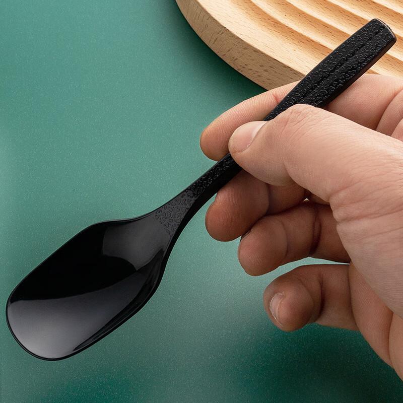 ZISIZ Disposable Long-Handle Black Spoons