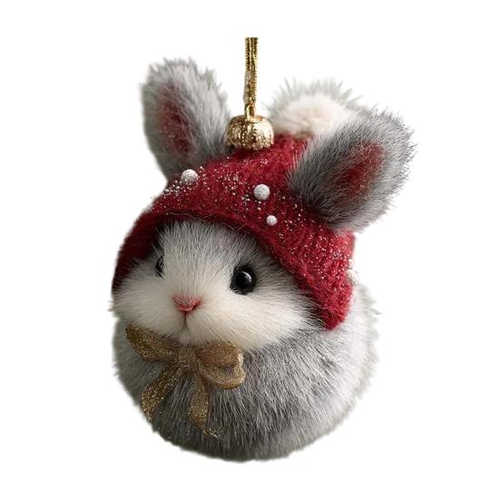 Winter Acrylic Cat Hanging Decoration Christmas Tree Knitted Hat Kitten Dog Rabbit Hedgehog Hanging Ornament Animal Pendant