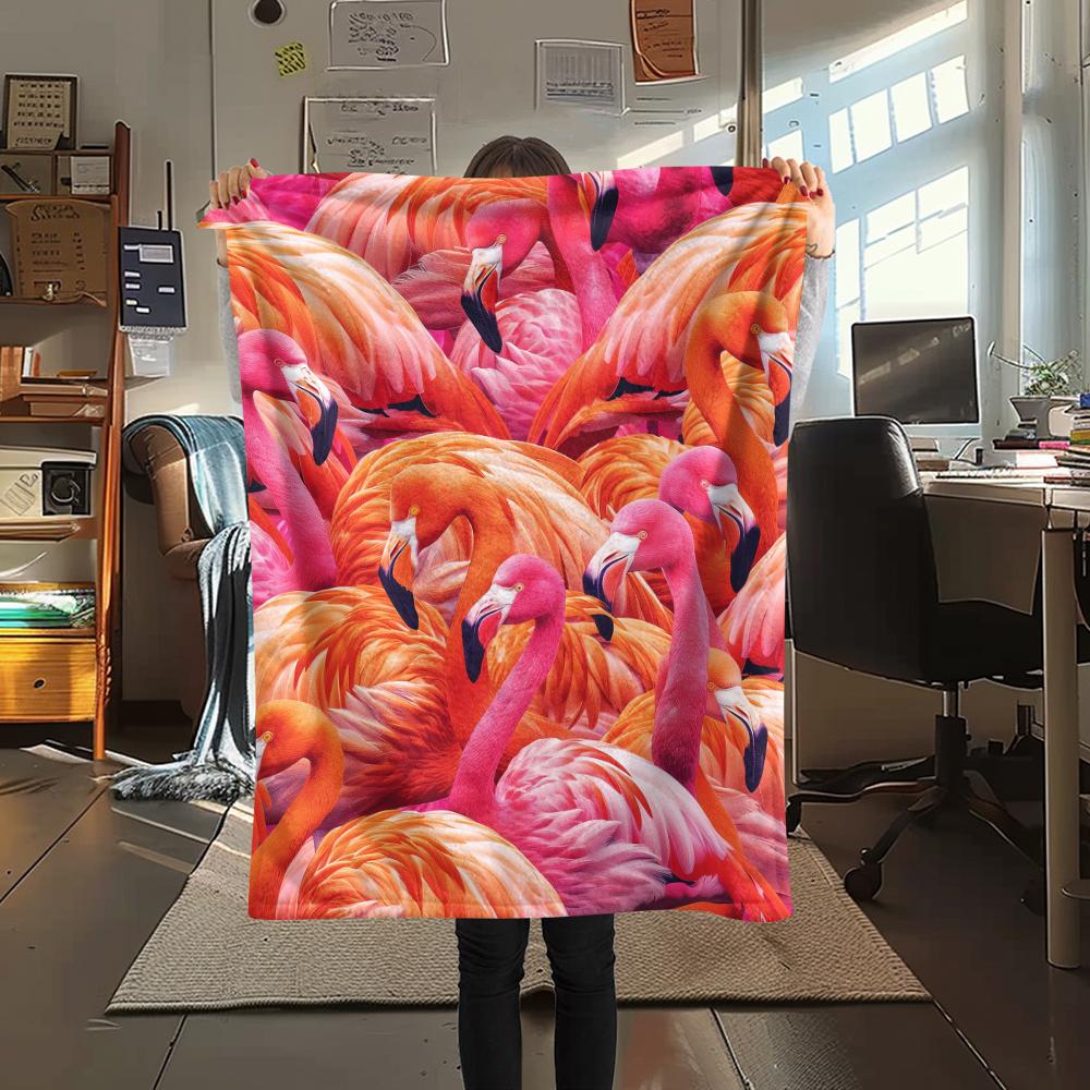 1Pc Flamingo Print Flannel Blanket, High quality Comfortable for All Seasons, Home Decor, Warmth and Comfort, Perfect for Christmas Gifts