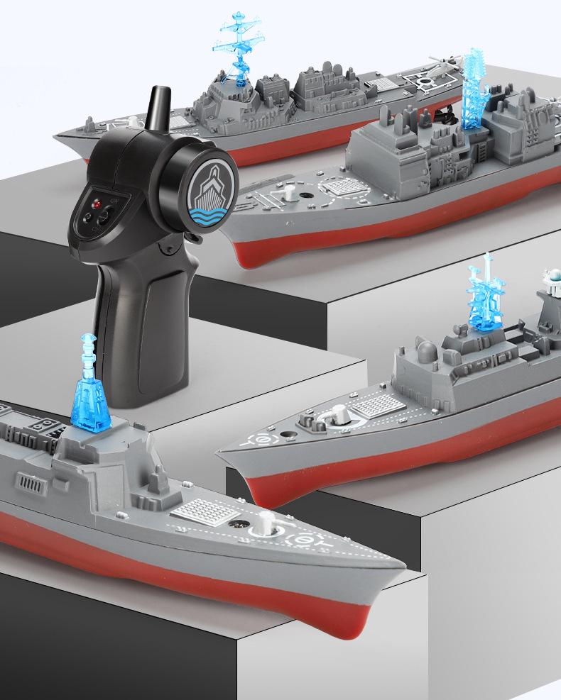 Remote Control Mini Warship: 2.4G Speedboat Simulation Toy