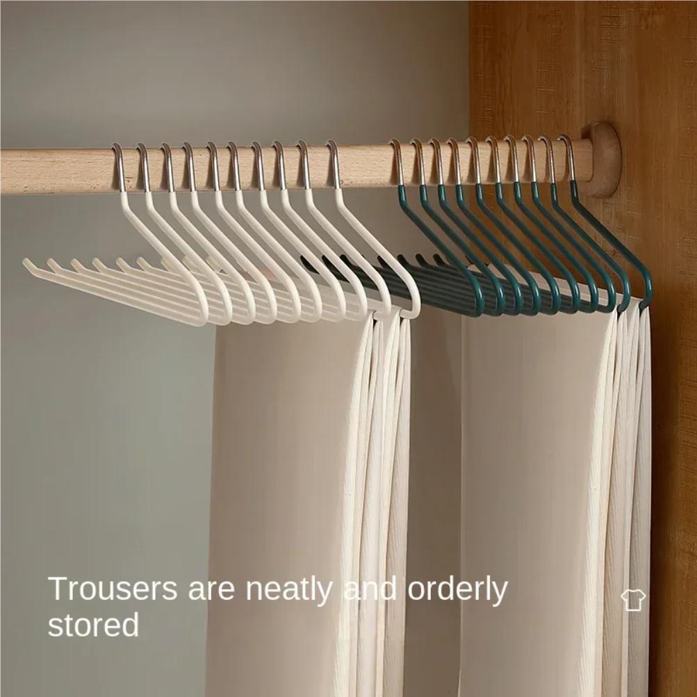 10 Stück Nahtloser HosenbügelRutschfester Metall Hemd Hosen Hakenbügel Offener Hosenmantel Haken Kleiderschrank Organizer Kleiderständer
